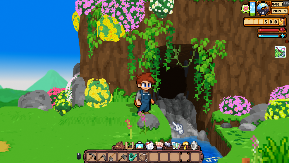 Cornucopia farm terrain overview showing dense vegetation in Unity